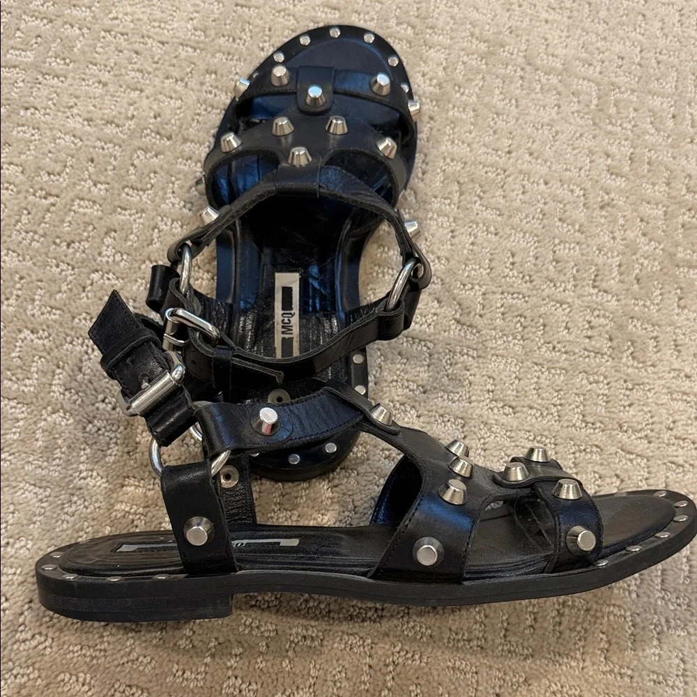 McQ by Alexander McQueen Black Sandals with Metallic Studs - Picture 4 of 6